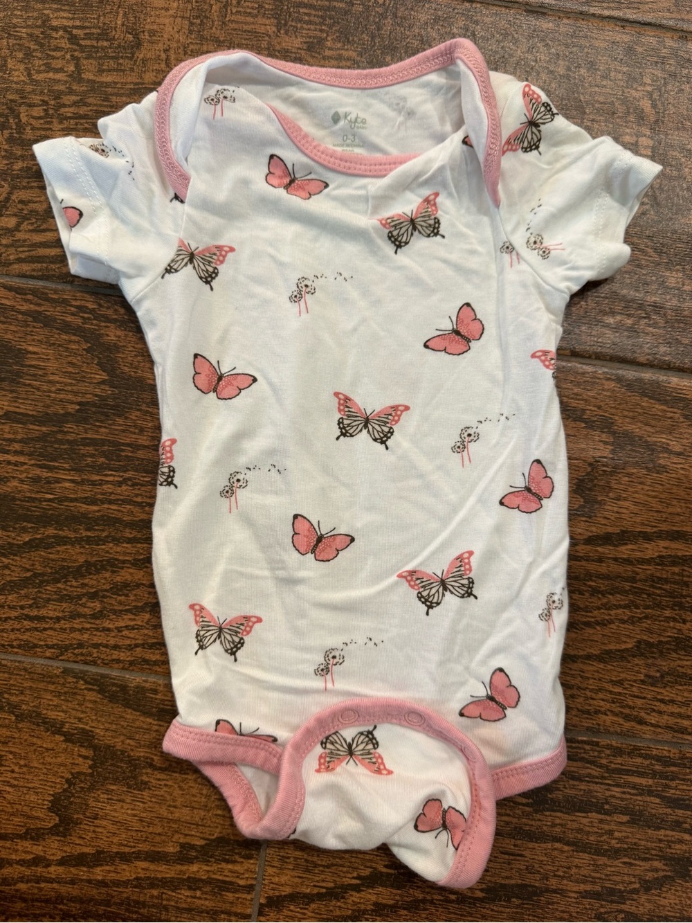 Kyte BABY White & Pink Butterfly One-Piece Bodysuit